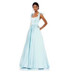 MAC DUGGAL NWT Light Blue Dress Size 6 Tie Bow Sweetheart Ball gown #67981